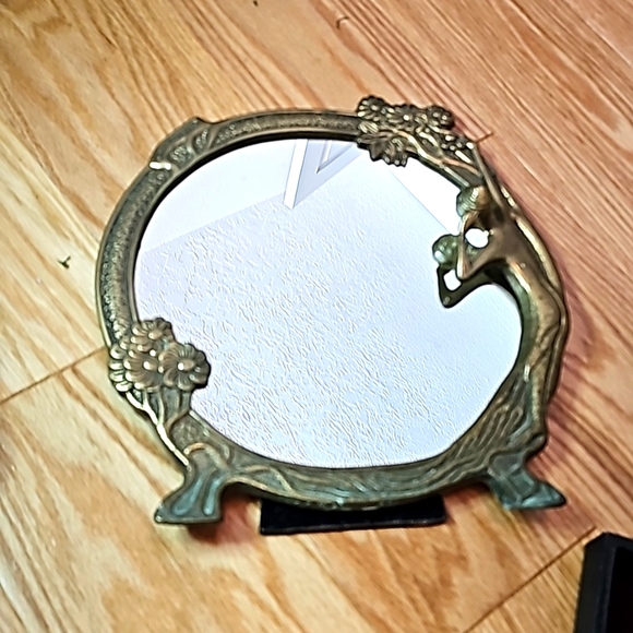 Art Nouveau Brass Legged Mirror